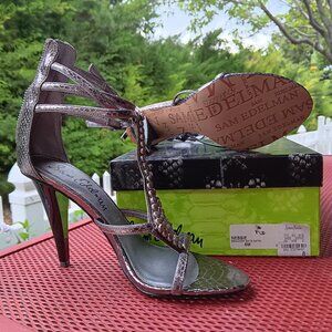 Sam Edelman Slinky Sexy Snakey Strappy Silver Silletos Size 8NEW NIB